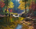 oso en otoño río paisajes